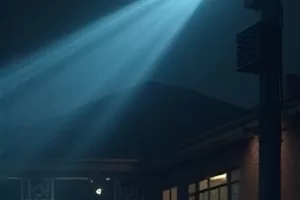 《深夜代码间》直播封面，双屏显示器与暖色台灯